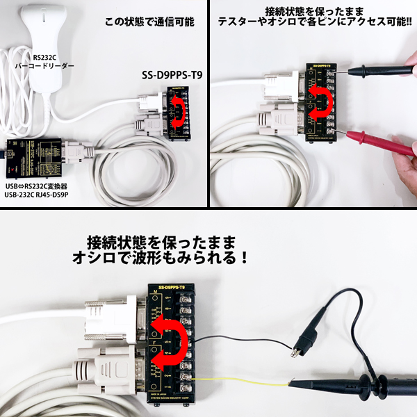 RS232C治具 Dsub9ピン治具 RS232Cチェッカーとしての活用方法